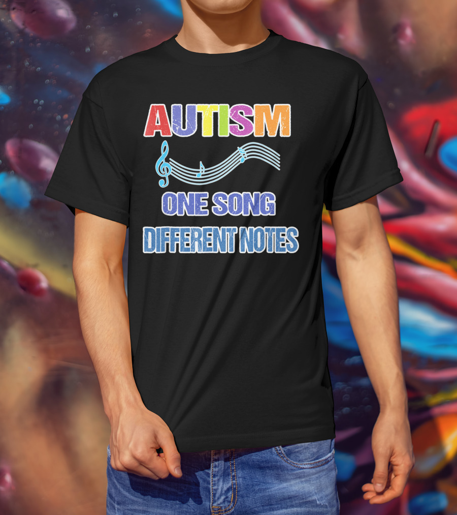 Autism One Song Different Notes Musical Clef T-Shirt