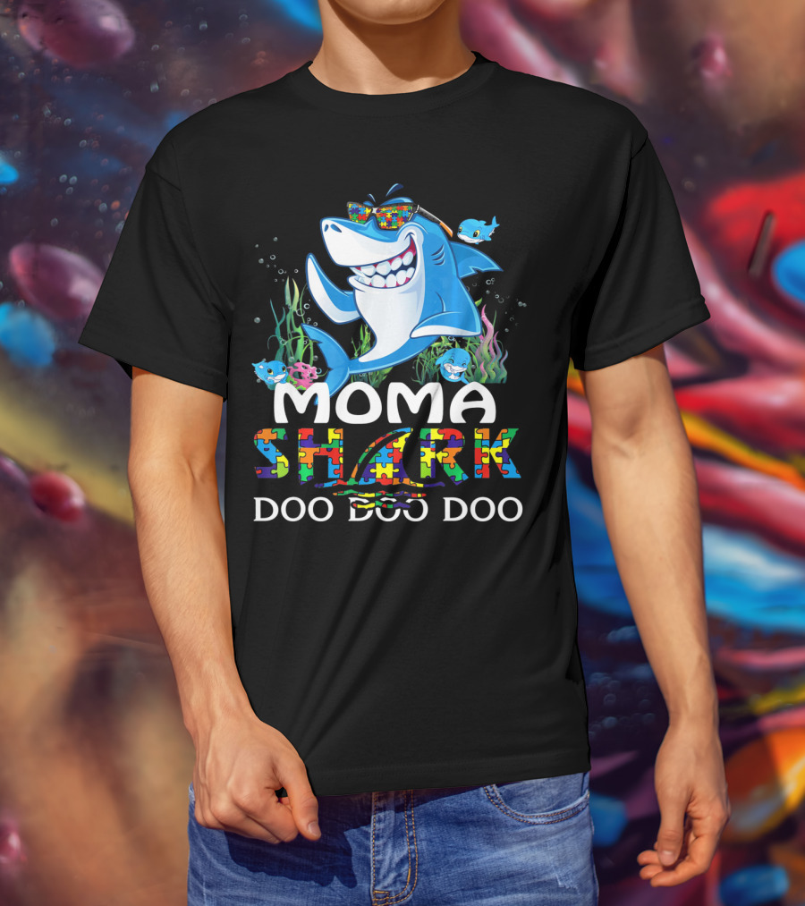 Moma Shark Autism Awareness Doo Doo Doo T-Shirt