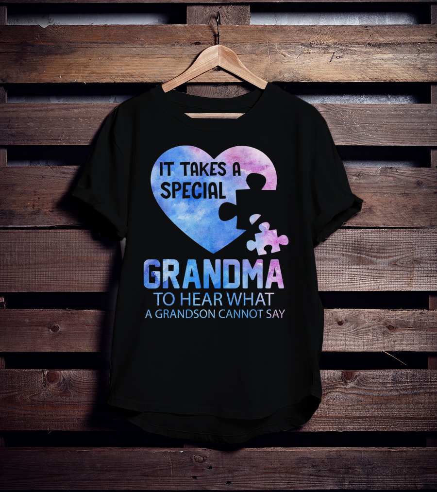 It Takes A Special Grandma To Hear What A Grandson Cannot Say Heart Puzzle Valentine T-Shirt