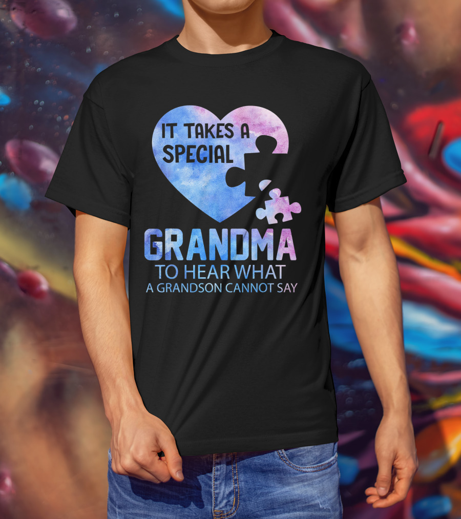It Takes A Special Grandma To Hear What A Grandson Cannot Say Heart Puzzle Valentine T-Shirt
