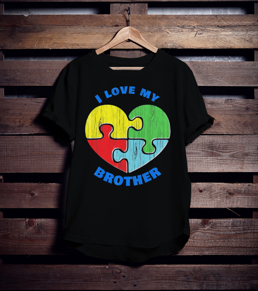 I Love My Brother Autism Awareness Puzzle Heart T-Shirt