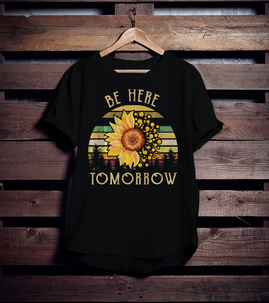 Be Here Tomorrow Sunflower Vintage Stripes T-Shirt