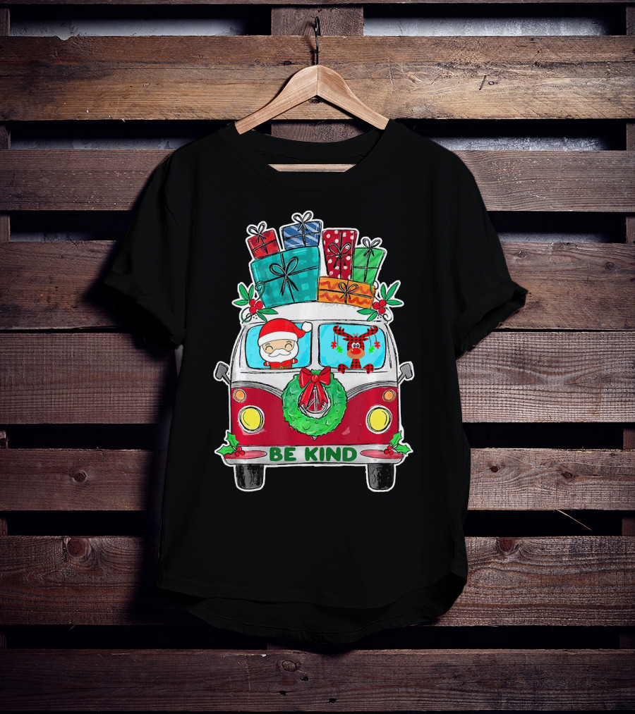 Be Kind Christmas Van Santa Reindeer Gifts T-Shirt