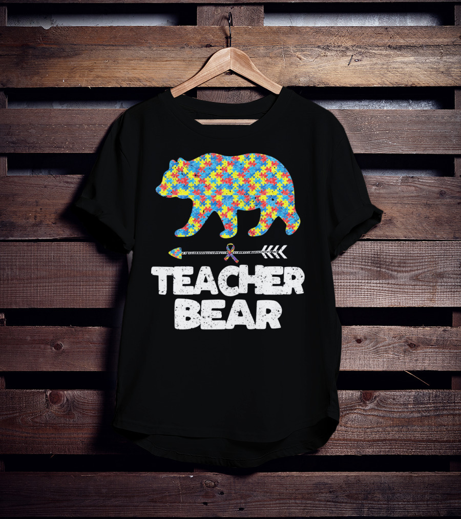 TEACHER BEAR Autism Puzzle Bear With Arrow T-Shirt