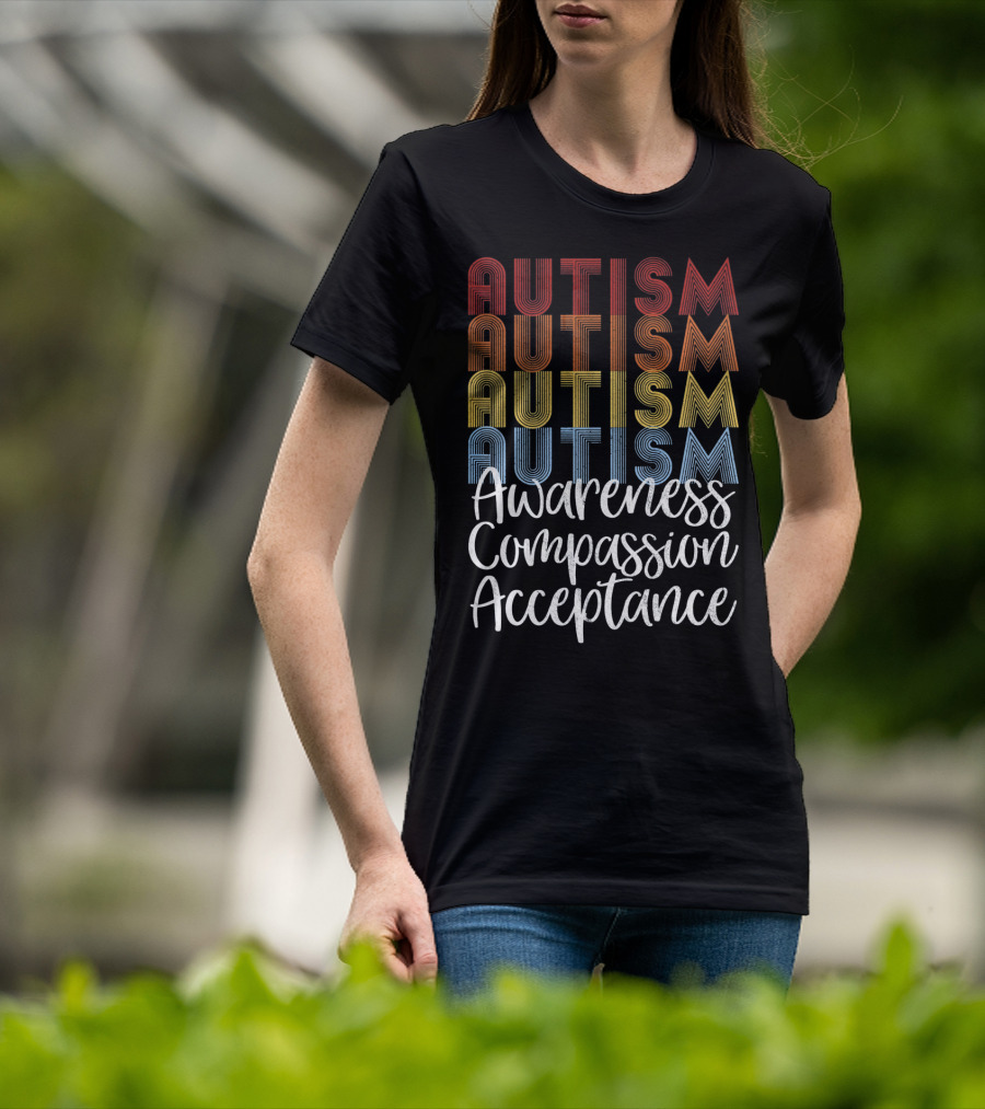 Autism Awareness Compassion Acceptance Retro Vintage T-Shirt