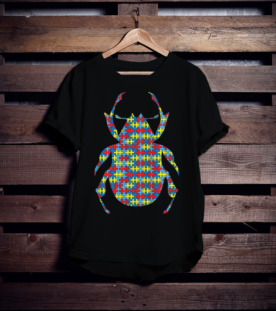 Beetle Autism Awareness Puzzle Kids Ladybug T-Shirt