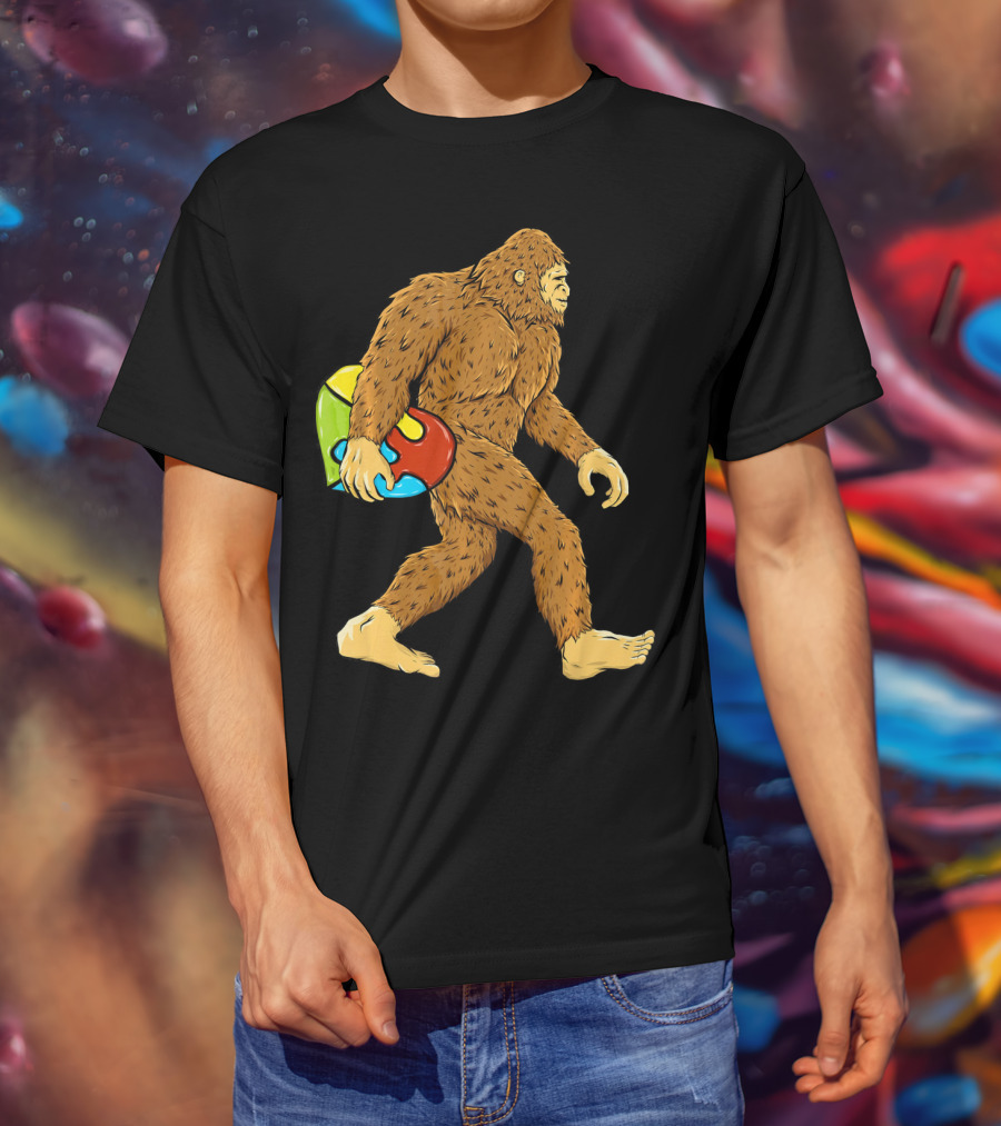 Autism Awareness Bigfoot Carrying Puzzle Heart T-Shirt