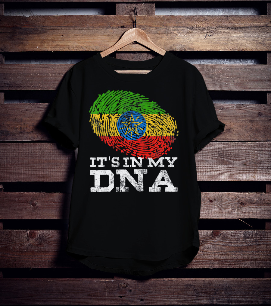It's In My DNA Ethiopian Flag Fingerprint T-Shirt