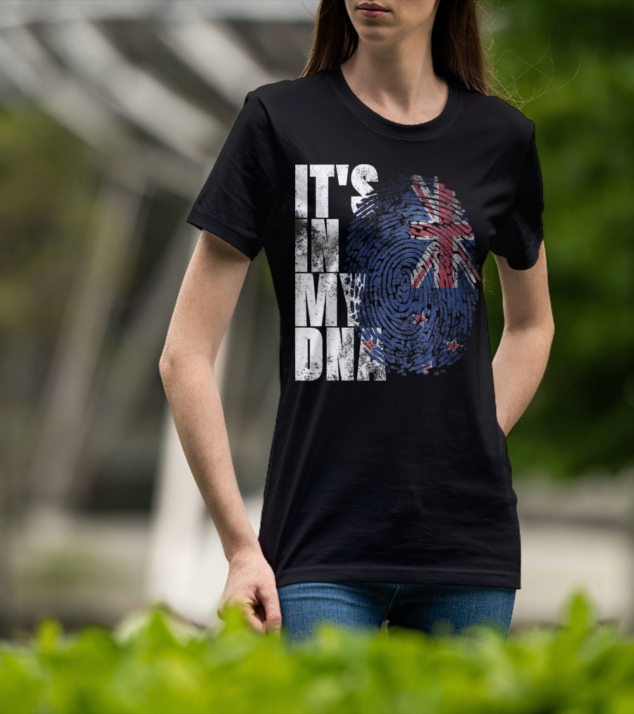 IT'S IN MY DNA New Zealand Maori Kiwi Flag Fingerprint T-Shirt