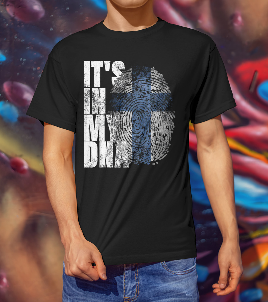 It's In My DNA Finnish Suomi Finland Fingerprint Flag T-Shirt