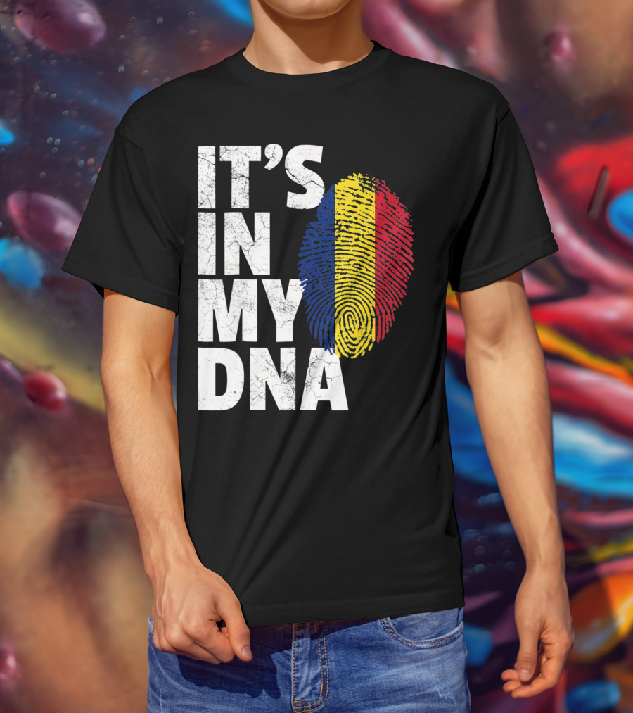 IT'S IN MY DNA Romanian Flag Fingerprint T-Shirt
