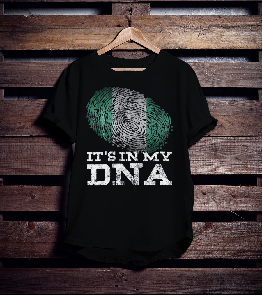 It's In My DNA Nigerian Flag Fingerprint Afro T-Shirt
