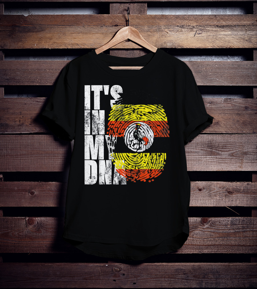It's In My DNA Uganda African American Flag Fingerprint T-Shirt