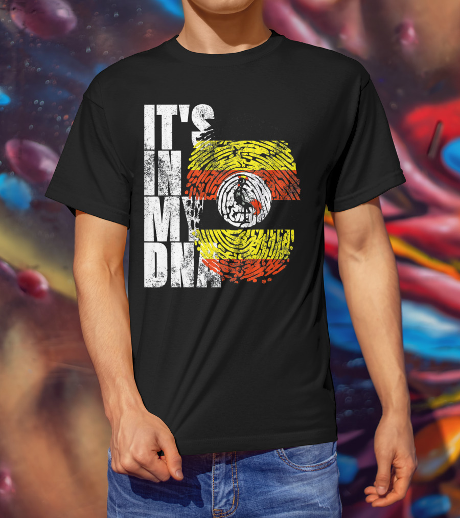 It's In My DNA Uganda African American Flag Fingerprint T-Shirt