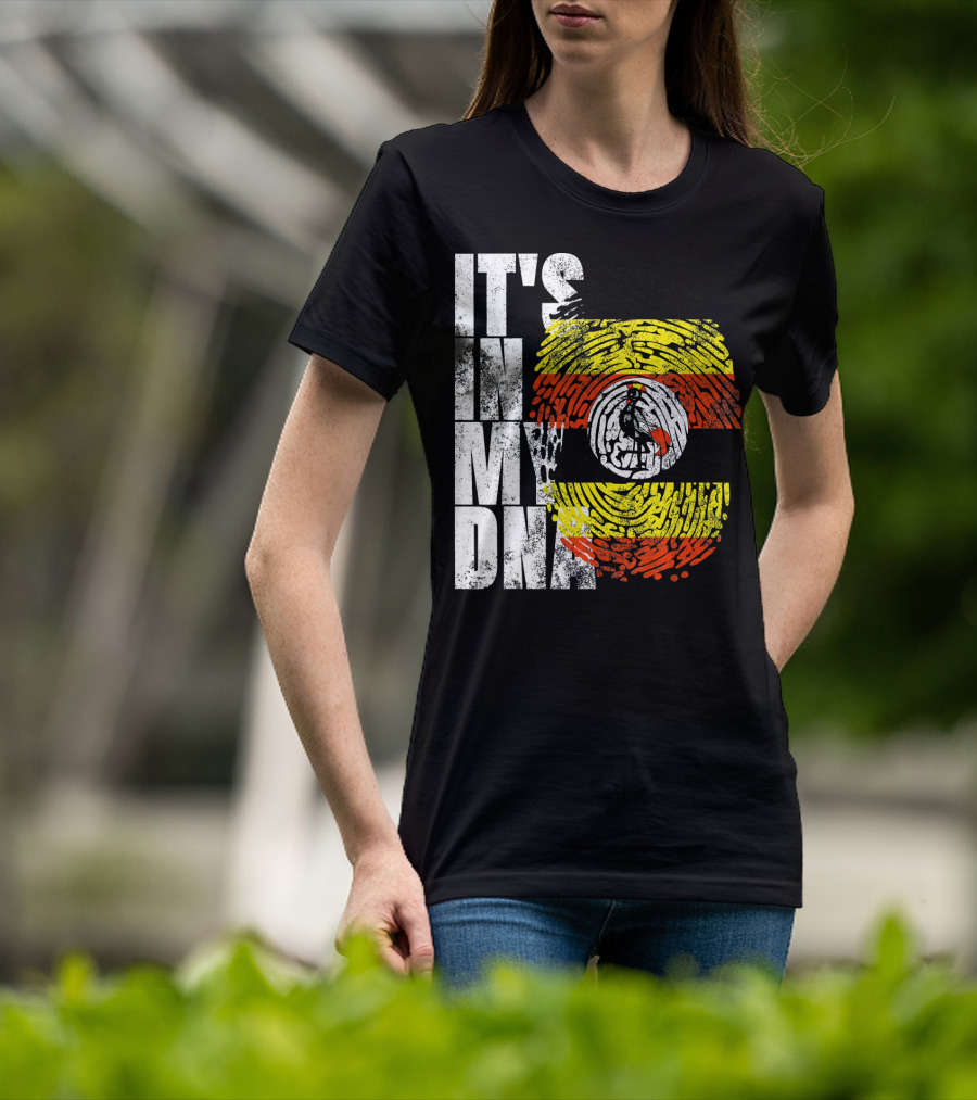 It's In My DNA Uganda African American Flag Fingerprint T-Shirt