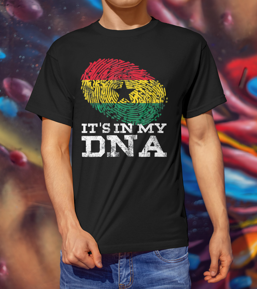 It's In My DNA Ghanaian African Fingerprint Flag T-Shirt