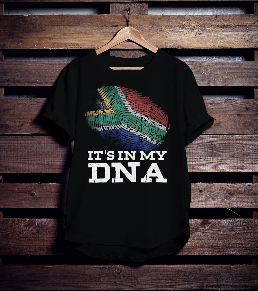 It's In My DNA South African Flag Fingerprint T-Shirt