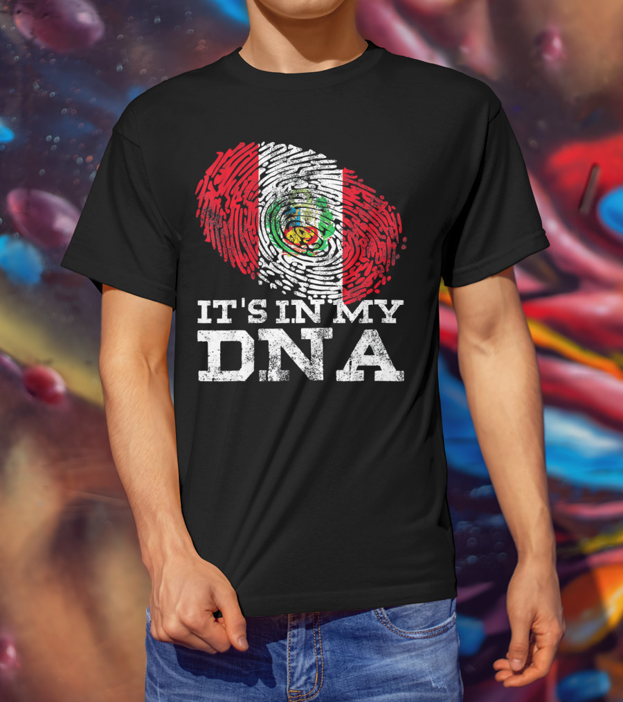 It's In My DNA Peruvian Flag Fingerprint Mexican Heritage T-Shirt