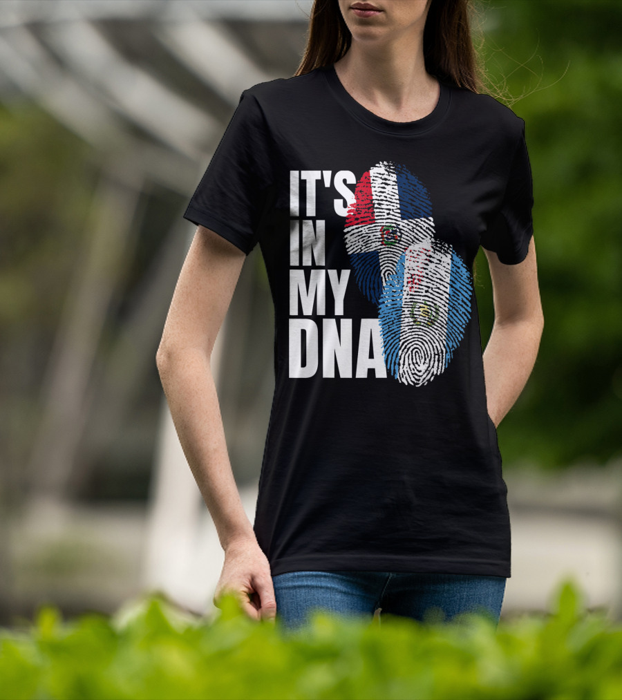 It's In My DNA Guatemalan And Dominican Mix Flag Fingerprints T-Shirt