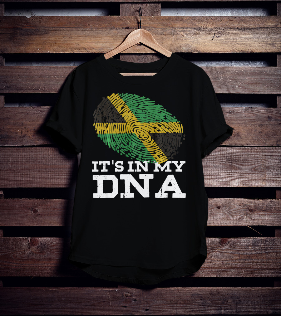 It's In My DNA Jamaican Pride Fingerprint Flag T-Shirt