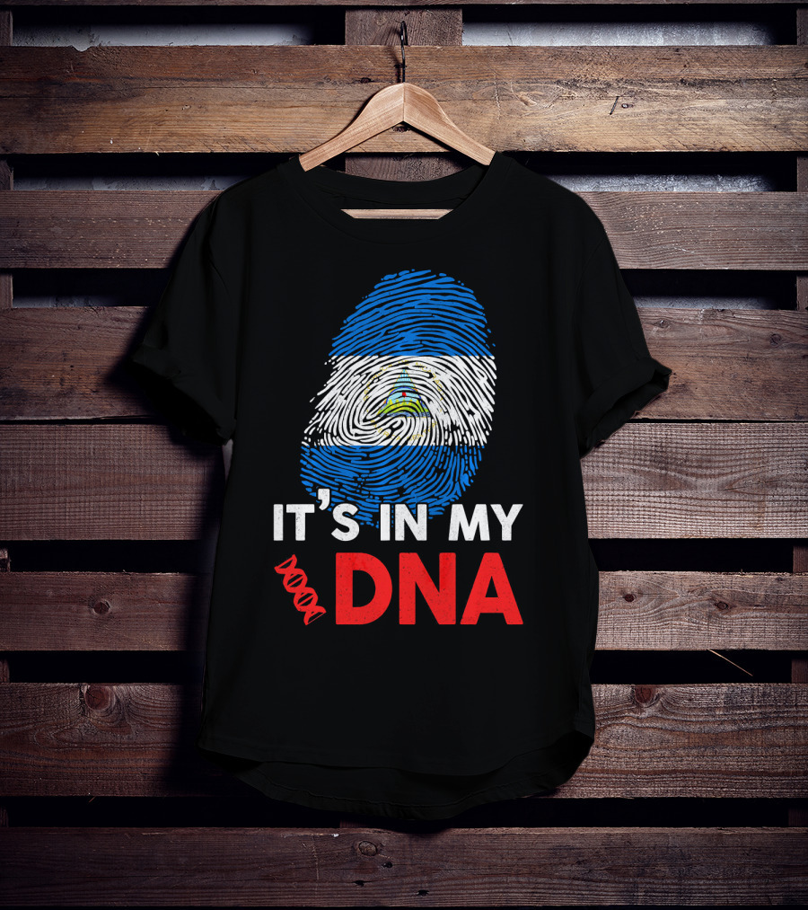 Nicaragua Flag Fingerprint It's In My DNA T-Shirt