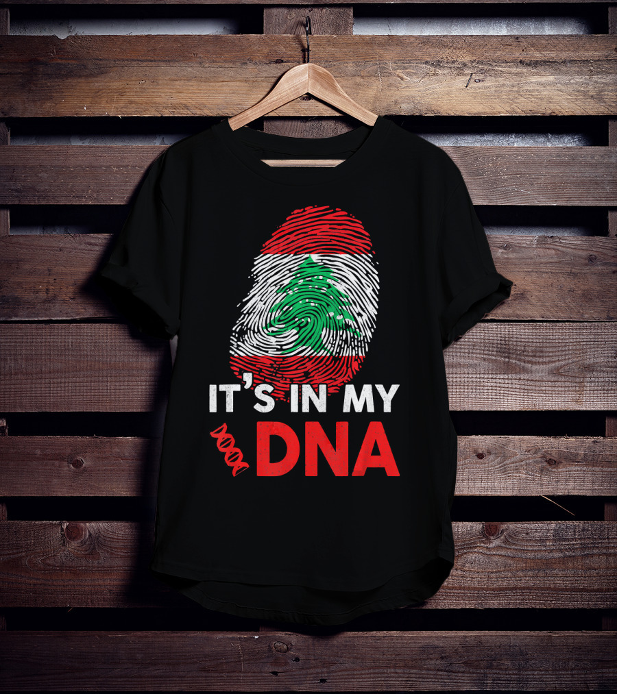 Lebanon It's In My DNA Lebanese Fingerprint Flag T-Shirt