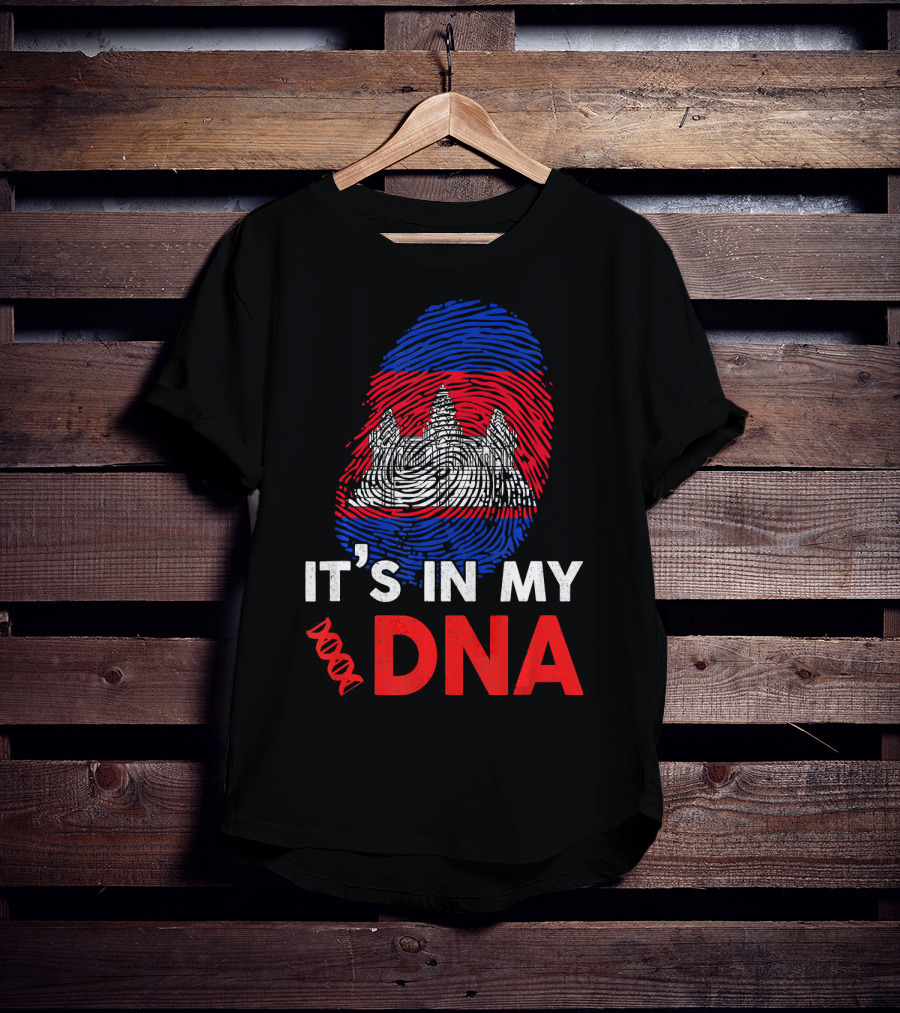 Cambodia It's In My DNA With Angkor Wat Fingerprint T-Shirt