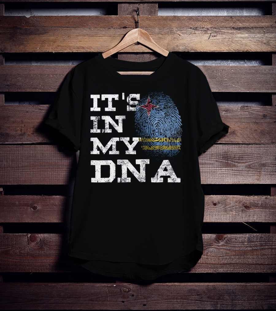 IT'S IN MY DNA Aruban Proud Aruba Flag Fingerprint T-Shirt