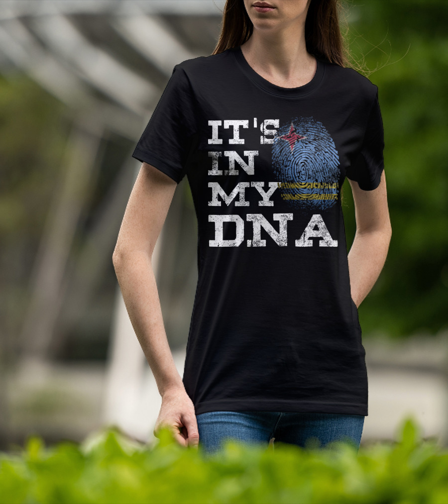 IT'S IN MY DNA Aruban Proud Aruba Flag Fingerprint T-Shirt