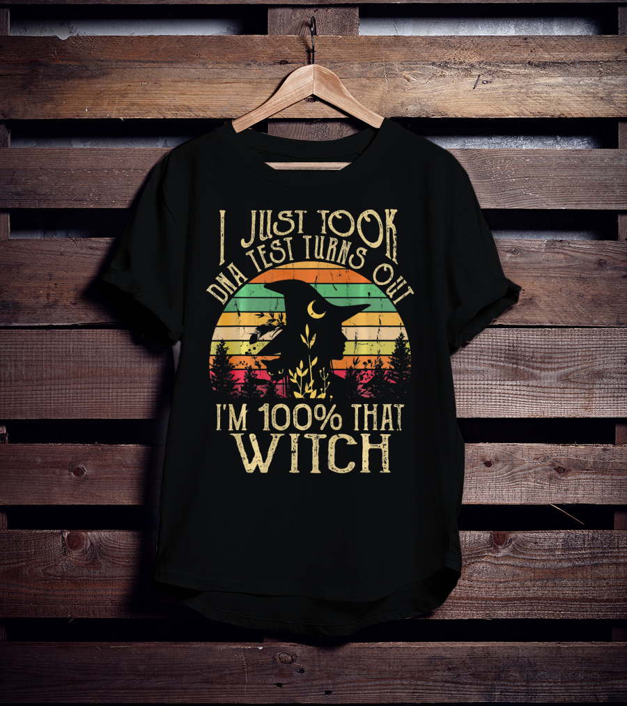I Just Took A Dna Test Turns Out I'm 100% That Witch Retro Sunset Witch T-Shirt