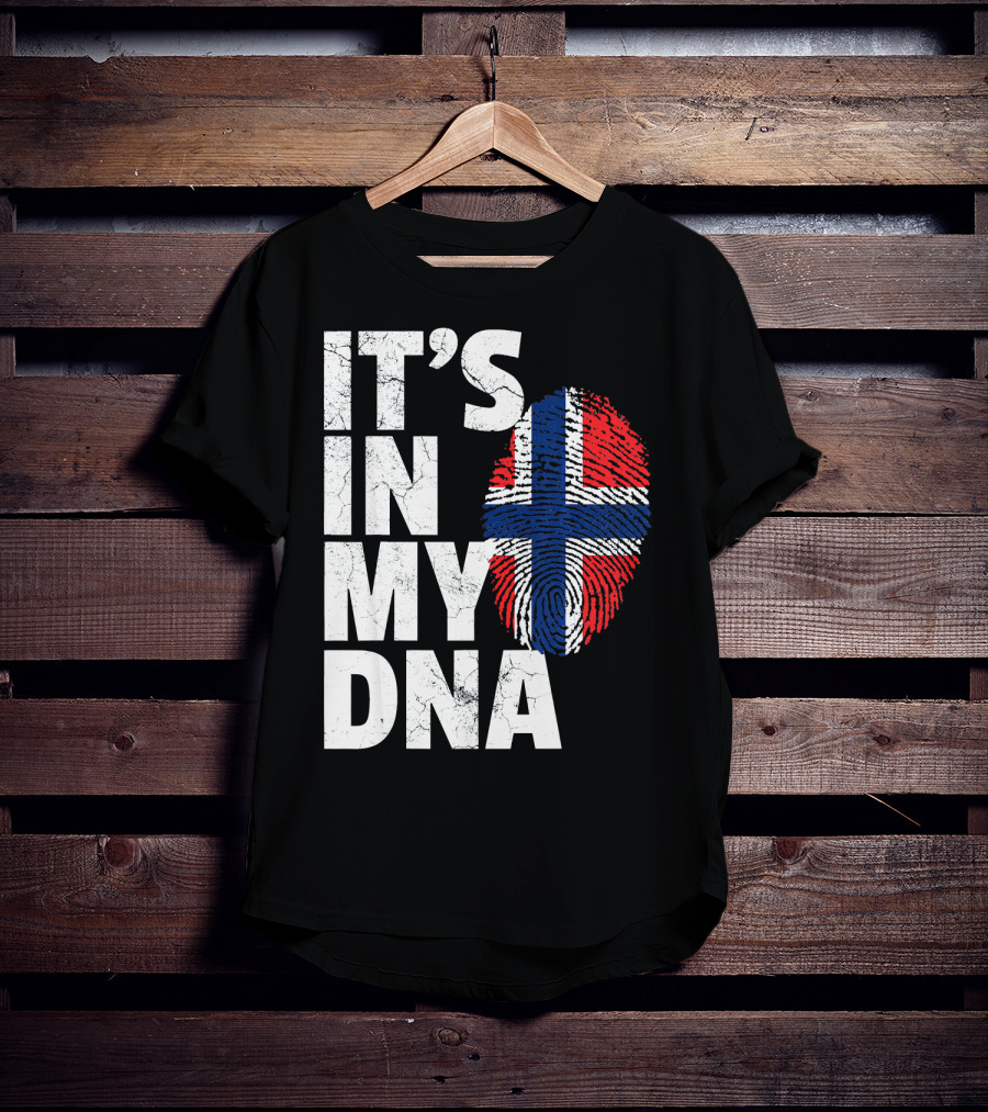 IT'S IN MY DNA Norwegian Norway Flag Fingerprint Pride T-Shirt