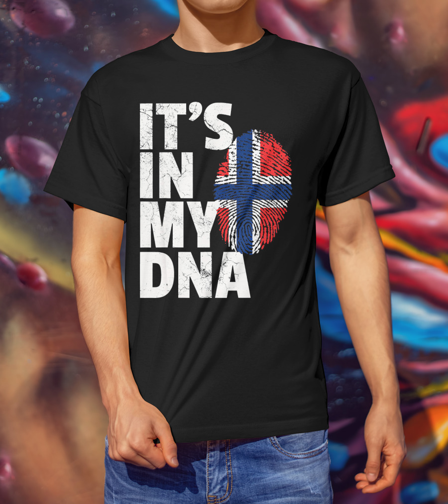 IT'S IN MY DNA Norwegian Norway Flag Fingerprint Pride T-Shirt