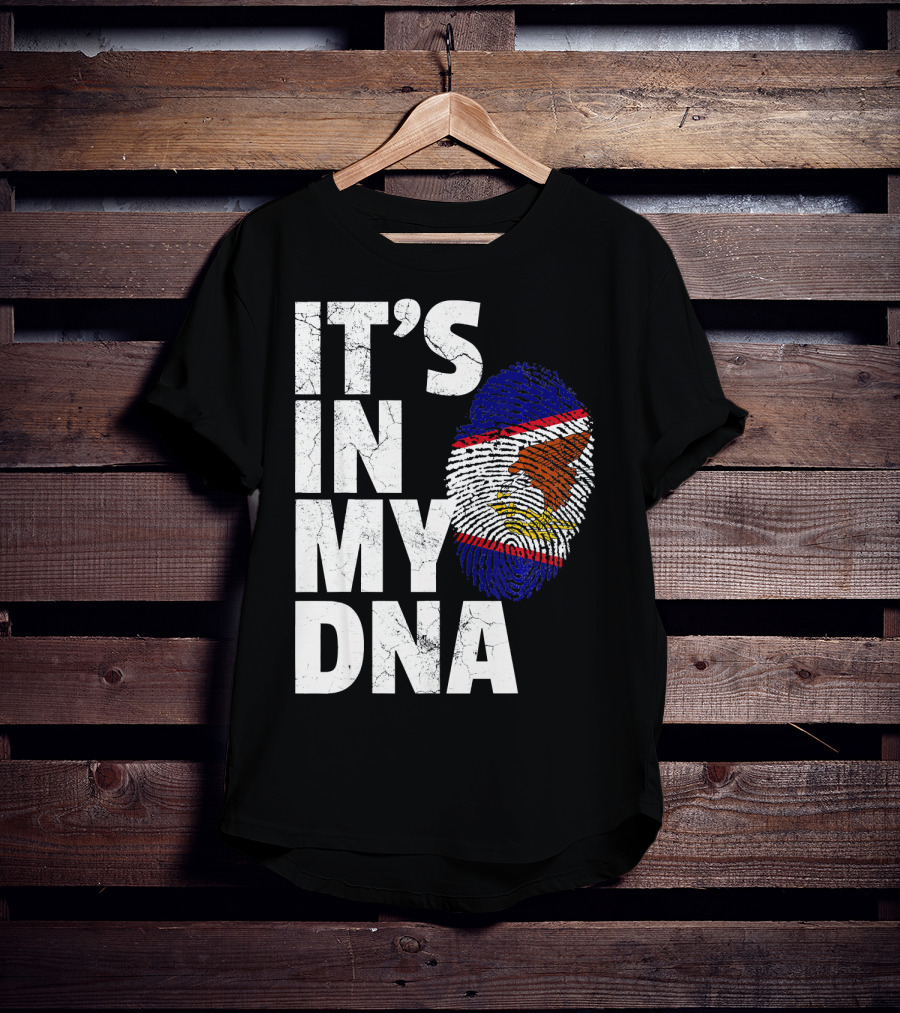 IT'S IN MY DNA American Samoa Flag Samoan Fingerprint T-Shirt