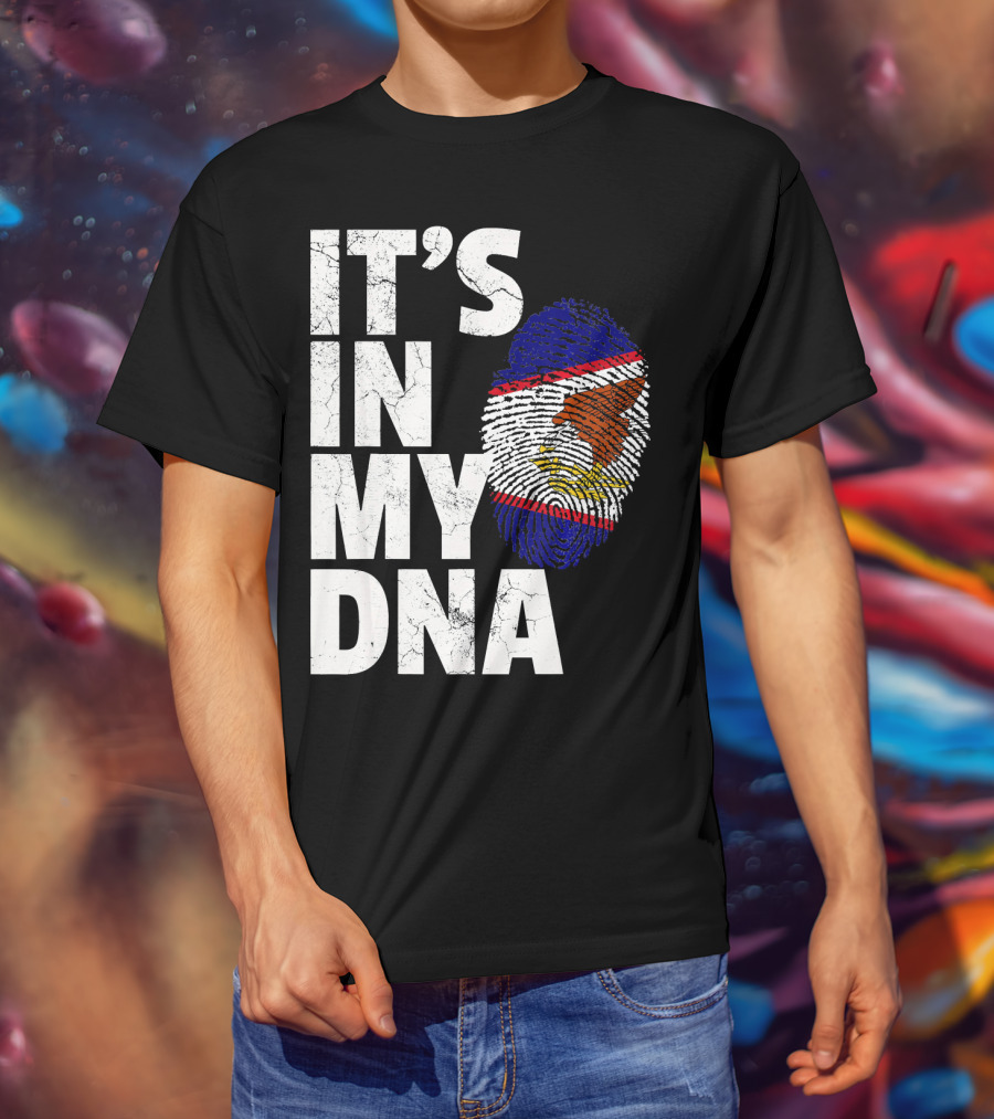 IT'S IN MY DNA American Samoa Flag Samoan Fingerprint T-Shirt