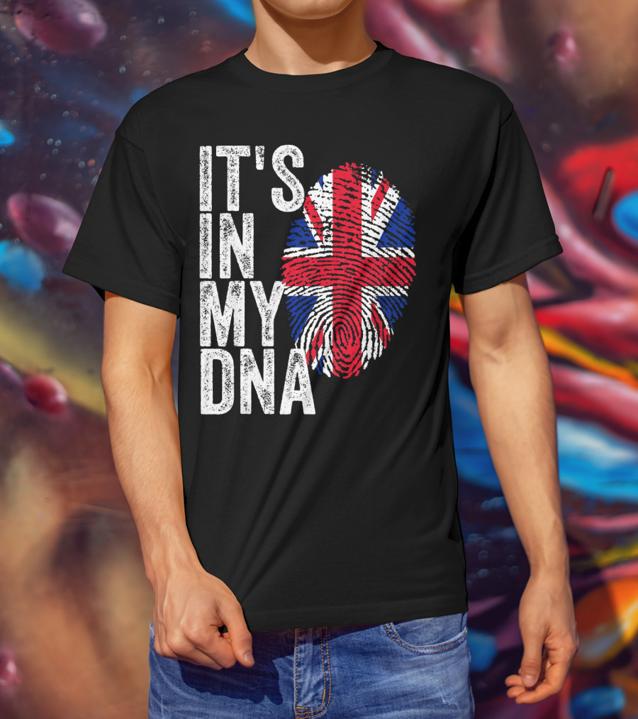 IT'S IN MY DNA UK Union Jack Fingerprint Flag T-Shirt