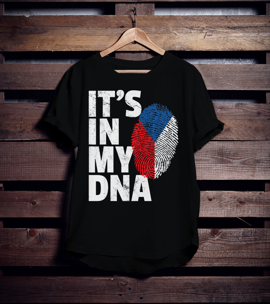 IT'S IN MY DNA Czechia Czech Republic Fingerprint Flag T-Shirt
