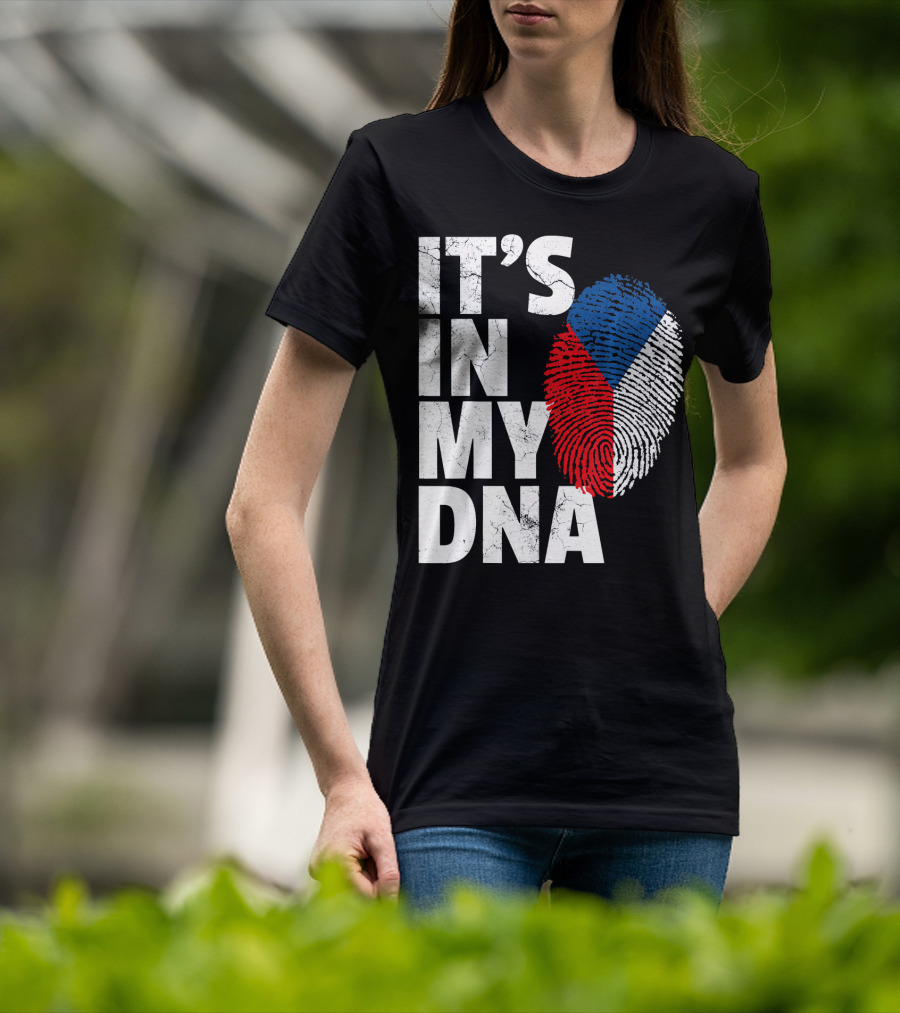 IT'S IN MY DNA Czechia Czech Republic Fingerprint Flag T-Shirt
