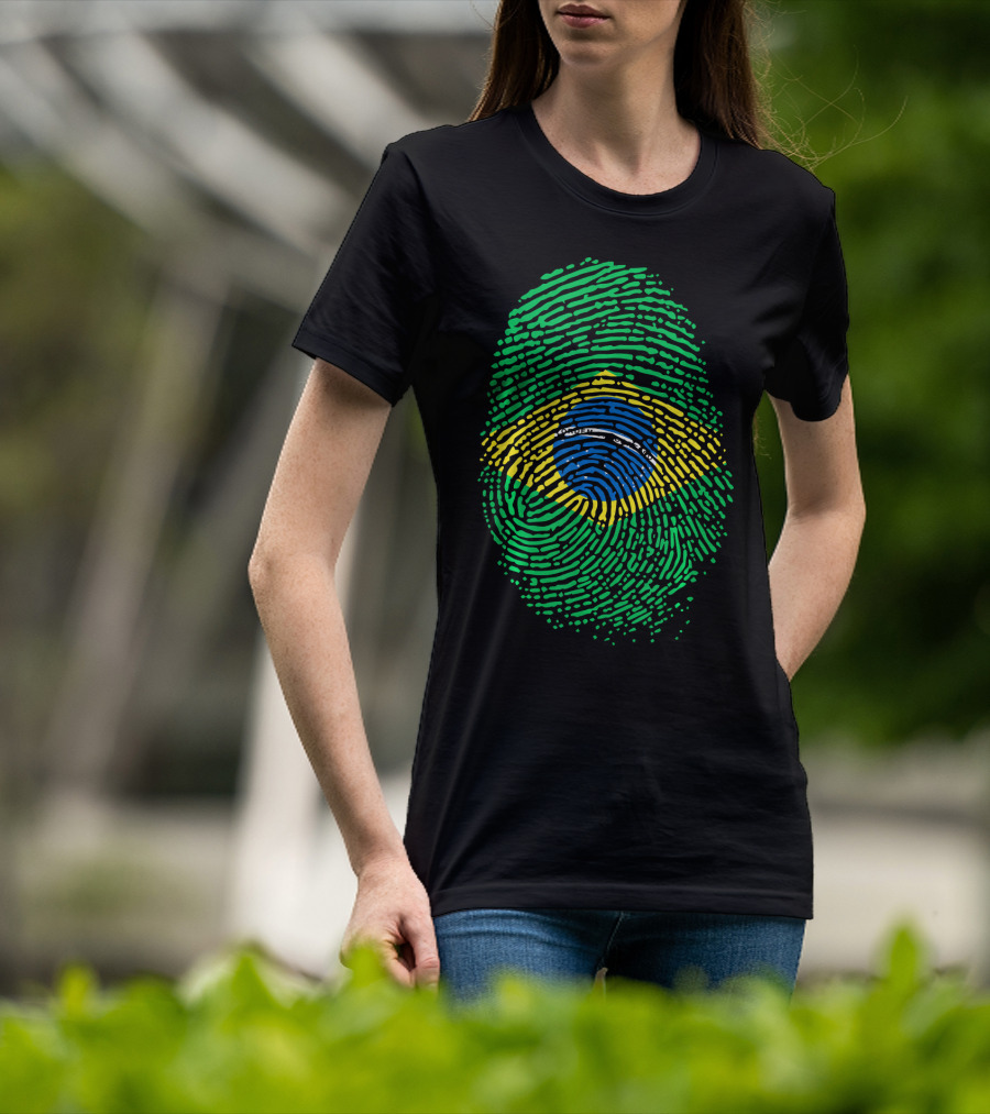 Proud DNA Brasil Flag Thumbprint Brazil T-Shirt
