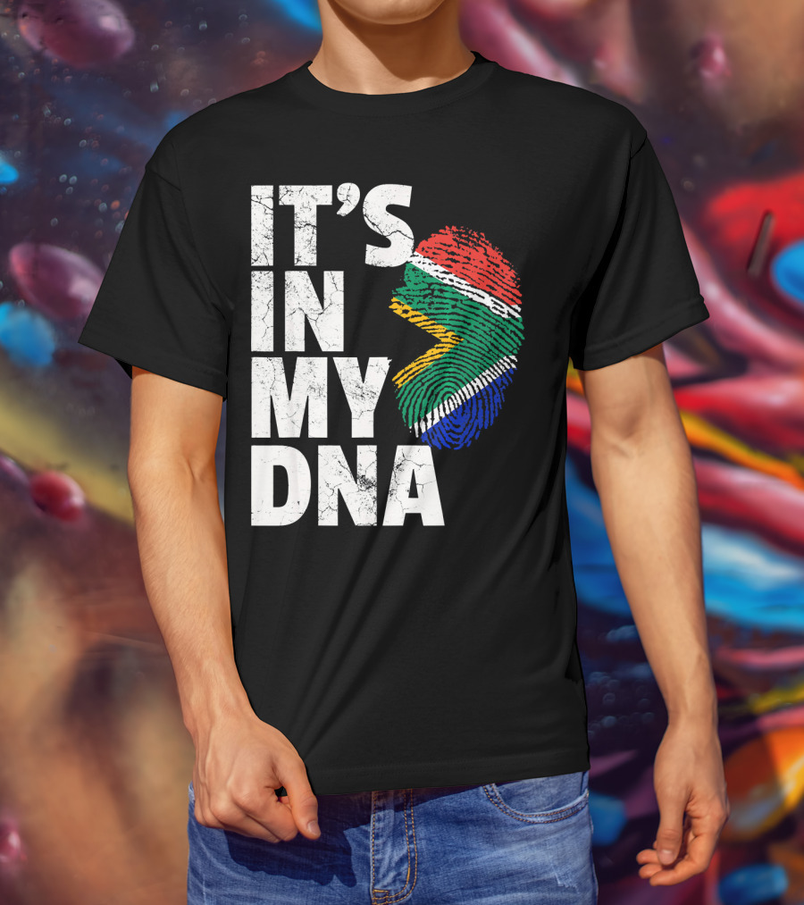 South Africa Flag Fingerprint It's IN My Dna T-Shirt