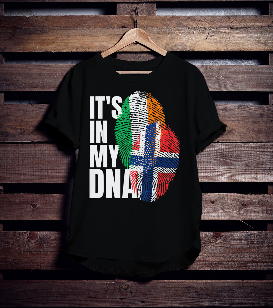 IT'S IN MY DNA Irish Plus Norwegian Mix Heritage Fingerprint T-Shirt