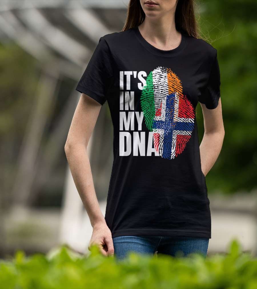 IT'S IN MY DNA Irish Plus Norwegian Mix Heritage Fingerprint T-Shirt