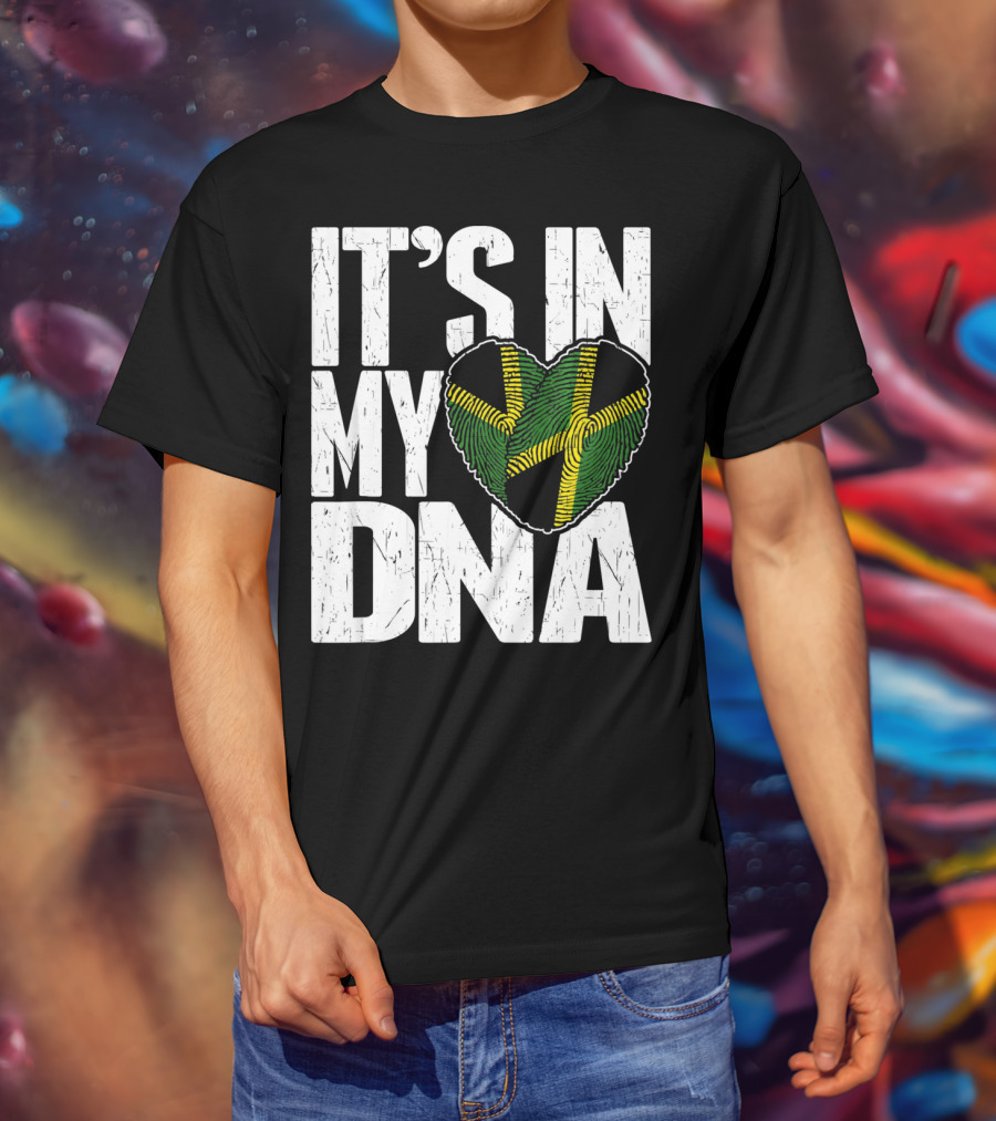 IT'S IN MY DNA Jamaican Flag Heart T-Shirt