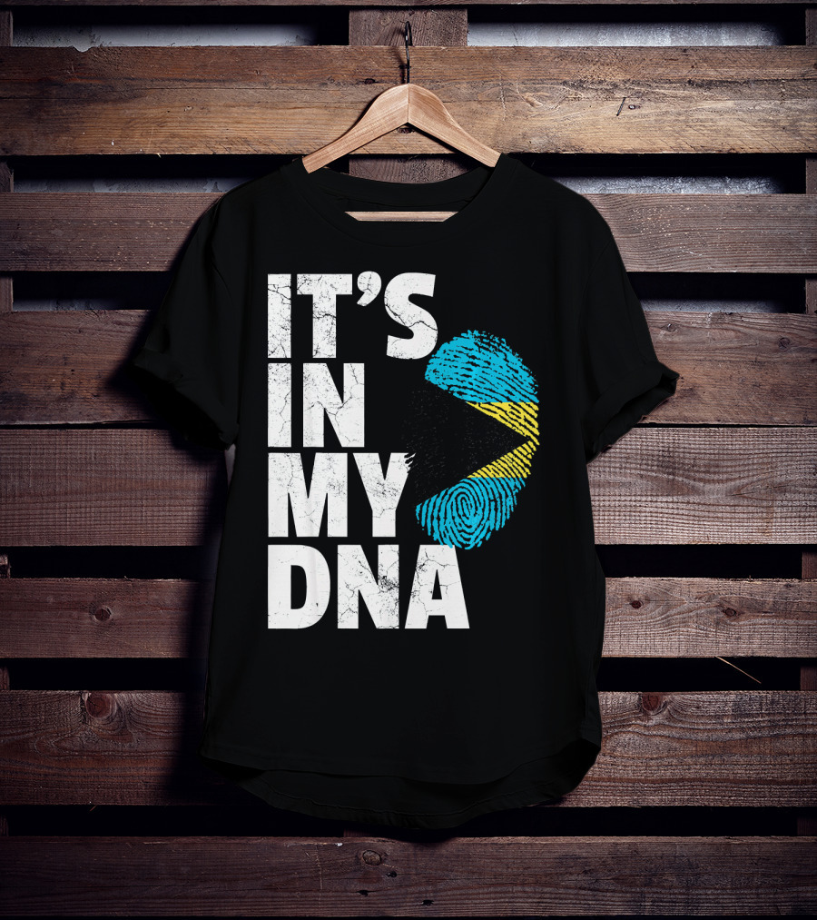 IT'S IN MY DNA Bahamas Bahamian Flag Fingerprint T-Shirt