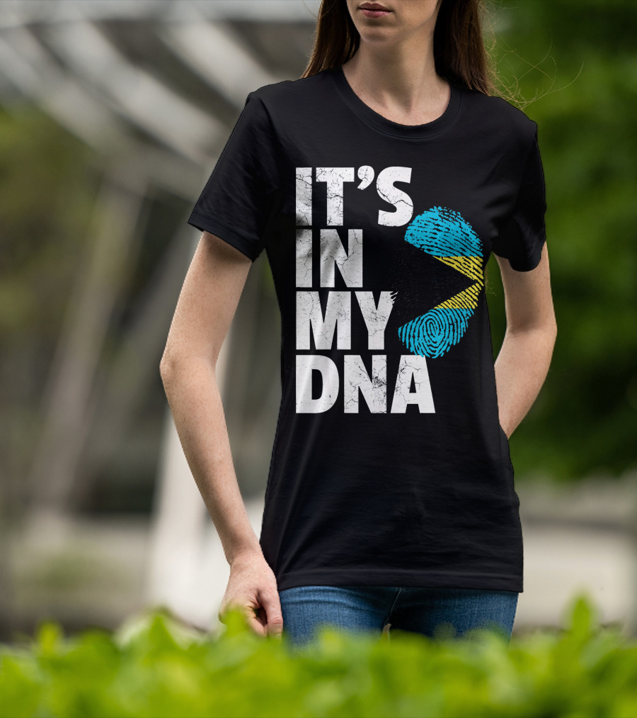 IT'S IN MY DNA Bahamas Bahamian Flag Fingerprint T-Shirt