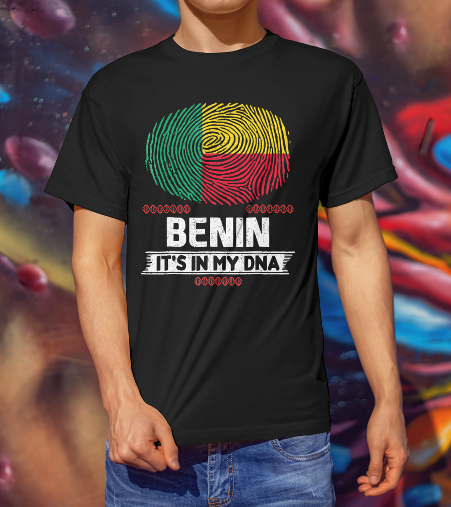 Benin It's In My DNA Beninese Flag Fingerprint T-Shirt