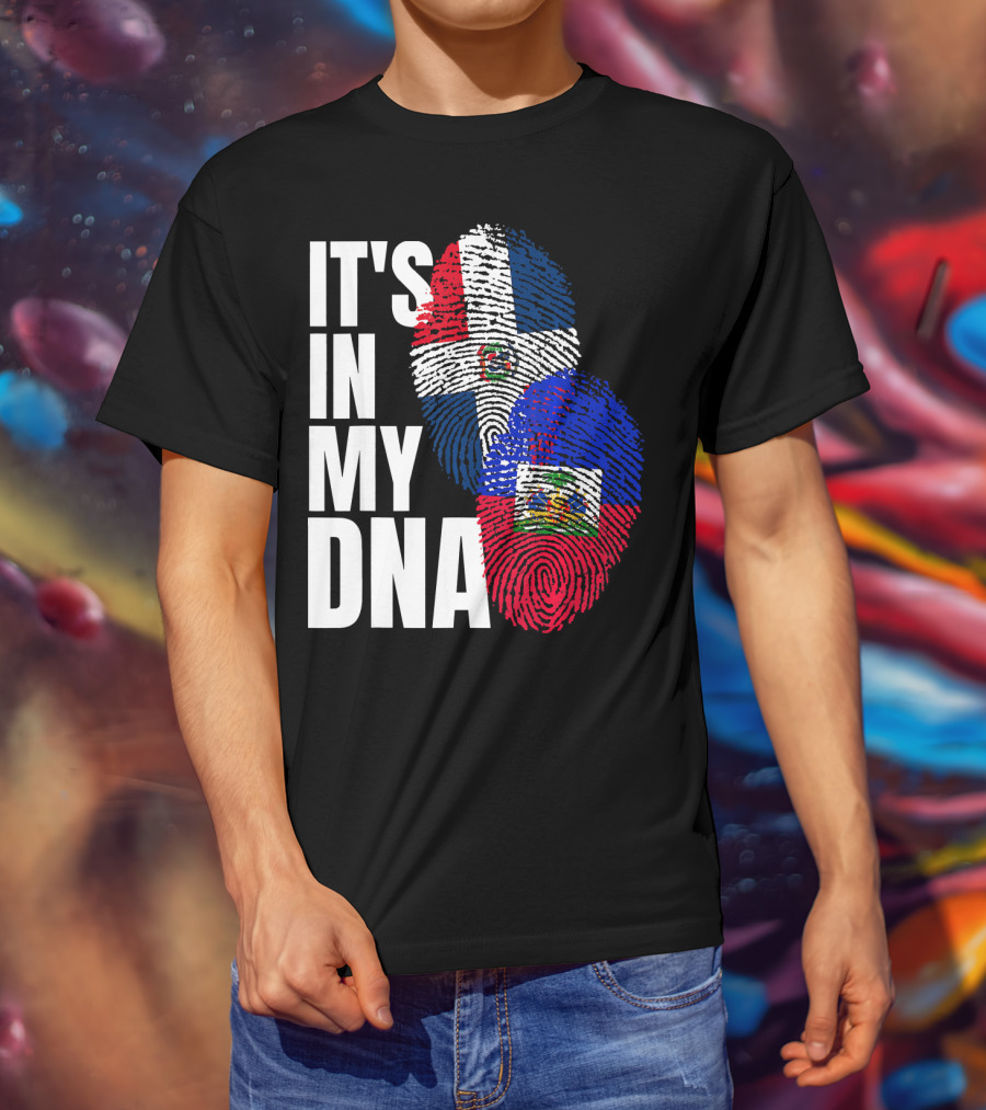 IT'S IN MY DNA Haitian And Dominican Flag Heritage Mix T-Shirt