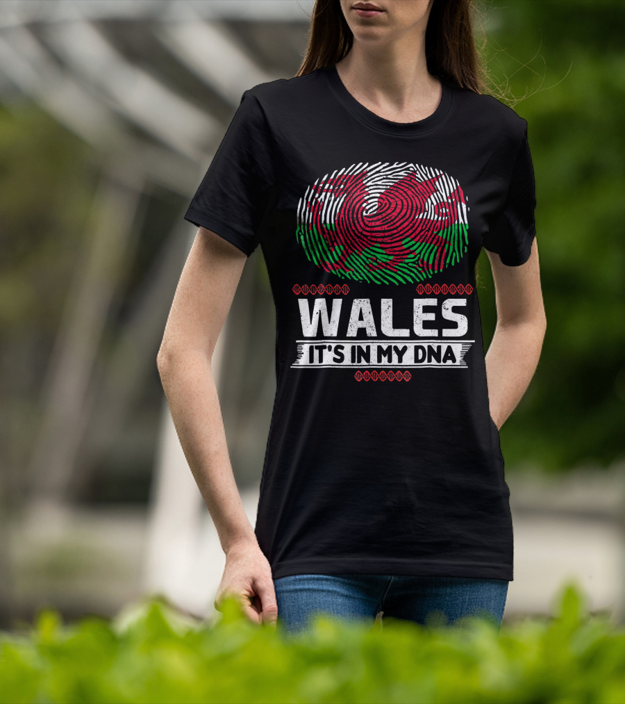 Wales It's In My DNA Welsh Flag Fingerprint T-Shirt