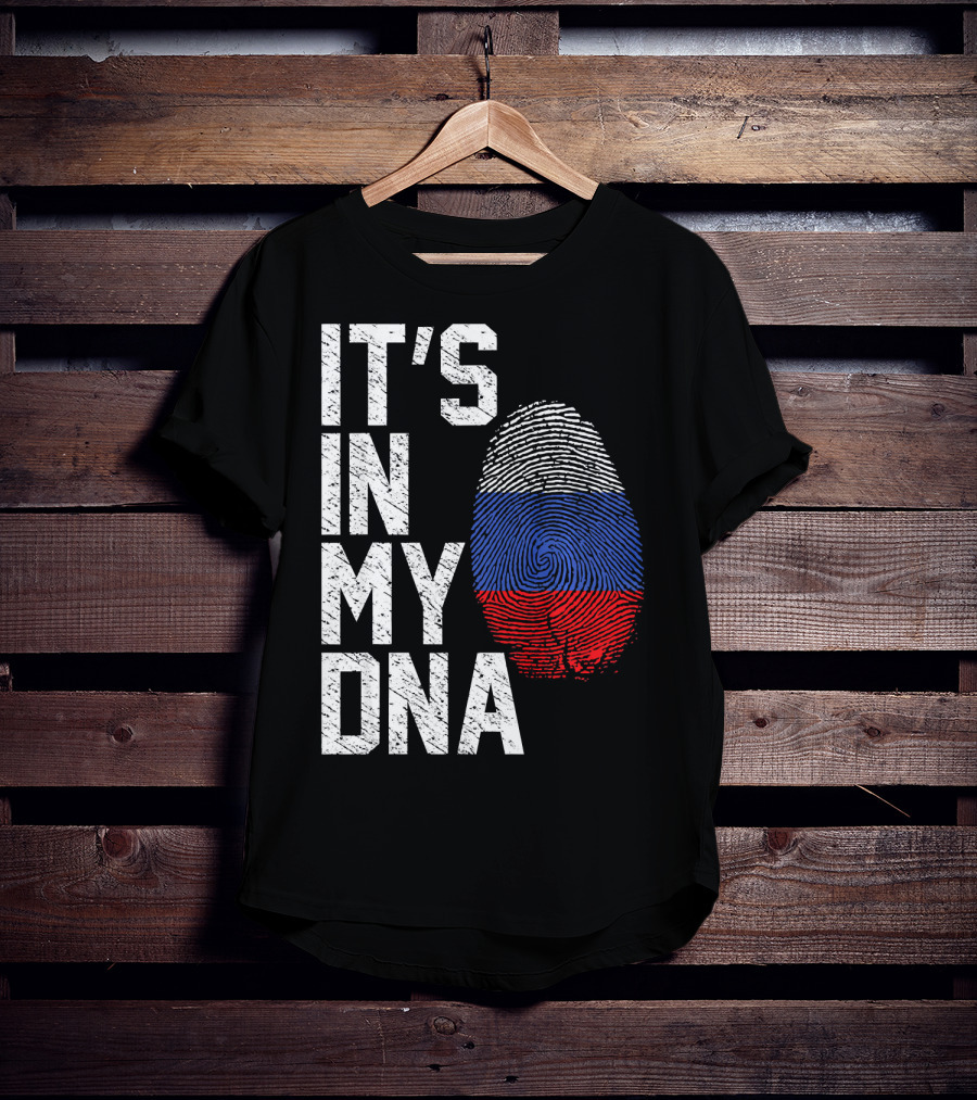 IT'S IN MY DNA Russia Flag Fingerprint T-Shirt