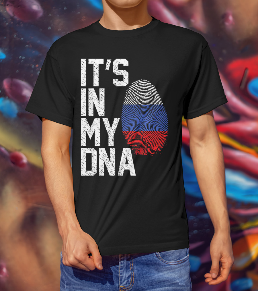 IT'S IN MY DNA Russia Flag Fingerprint T-Shirt