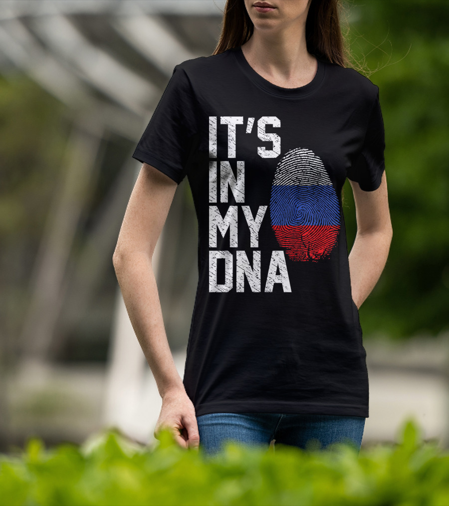 IT'S IN MY DNA Russia Flag Fingerprint T-Shirt